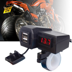 Incarcator USB pentru motocicleta 4in1 CD3311, 5V, afisaj LED - ShopSee - Magazin online
