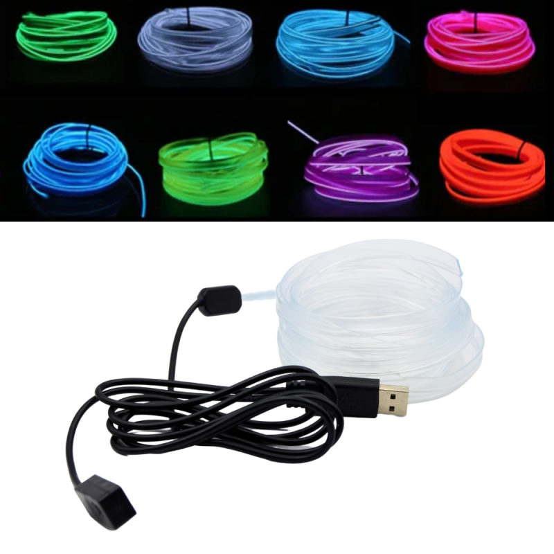 Banda neon auto 2 metri, LED, RGB, 5V, USB - ShopSee - Magazin online