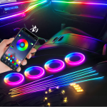 Set lumini auto ambientale, 18 piese, RGB, Bluetooth, aplicatie - ShopSee - Magazin online
