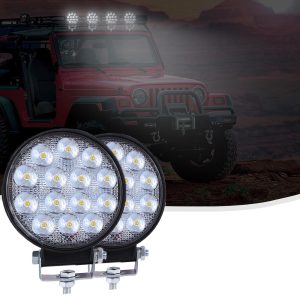 Set 2 x Proiectoare 14LED rotunde, 84W, 10/30V, IP67, 6500K - ShopSee - Magazin online
