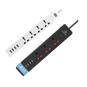 Prelungitor cu 3 prize si 4USB, E299, alb/negru - ShopSee - Magazin online