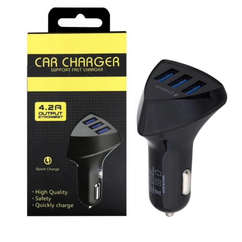 Incarcator auto, 3USB, 4.2A, DC12/24V, negru - ShopSee - Magazin online
