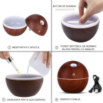 Umidificator ultrasonic LED, 130ml, aroma, maro inchis, 001 - ShopSee - Magazin online