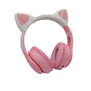 Casti EM3 wireless, Bluetooth, urechi pisica, roz, USB - ShopSee - Magazin online