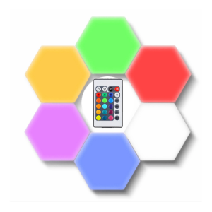 Set 6 x lampa de perete LED RGB hexagonala cu telecomanda - ShopSee - Magazin online