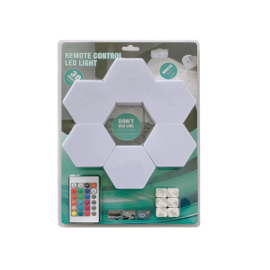 Set 6 x lampa de perete LED RGB hexagonala cu telecomanda - ShopSee - Magazin online