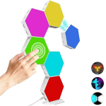 Set 6 x lampa de perete LED RGB hexagonala cu telecomanda - ShopSee - Magazin online