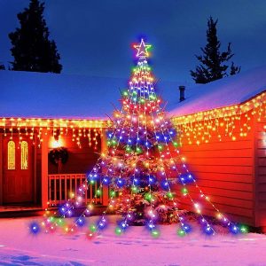 Instalatie solara tip turturi cu varf stea, 3,5 m, 350LED - ShopSee - Magazin online