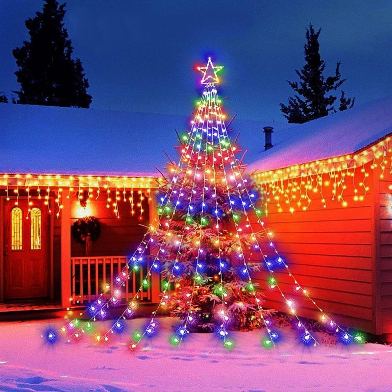 Instalatie solara tip turturi cu varf stea, 3,5 m, 350LED - ShopSee - Magazin online