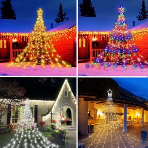 Instalatie solara tip turturi cu varf stea, 3,5 m, 350LED - ShopSee - Magazin online