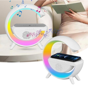Lampa inteligenta RGB cu incarcare wireless, 15W, Bluetooth, FM - ShopSee - Magazin online