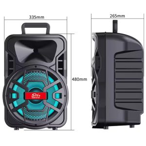 Boxa portabila karaoke ZQS12137, 2 microfoane, 120W PMPO, LED RGB - ShopSee - Magazin online