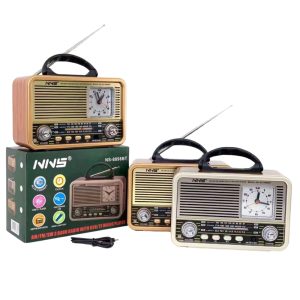 Radio AM/FM/SW cu ceas analog, BT/USB/TF/AUX, 8W, 1200mAh, cablu - ShopSee - Magazin online