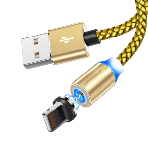 Cablu incarcare magnetic LED, Android, iOS, tip C, auriu - ShopSee - Magazin online