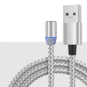 Cablu incarcare magnetic LED, Android, iOS, tip C, argintiu - ShopSee - Magazin online