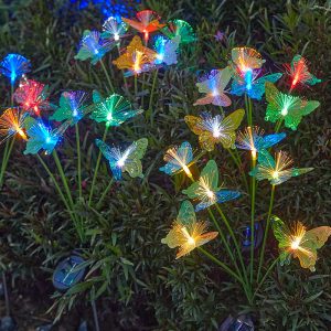 Lampa de gradina cu panou solar, 6 LED, design fluturi - ShopSee - Magazin online