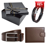 Set portofel si curea din piele naturala, bratara, cutie cadou - ShopSee - Magazin online