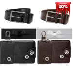 Set curea piele, portofel, husa chei, sigla Mercedes, negru/maro - ShopSee - Magazin online