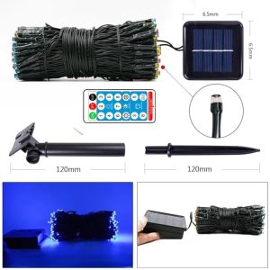 Instalatie solara liniara 22 metri, albastra, 200LED, telecomanda - ShopSee - Magazin online
