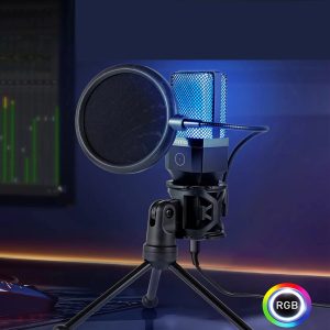 Microfon profesional cu condensator MIC60, trepied, USB, RGB - ShopSee - Magazin online