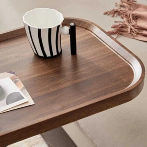 Masuta de cafea pentru sufragerie, pe roti, 2 nivele, forma de C - ShopSee - Magazin online